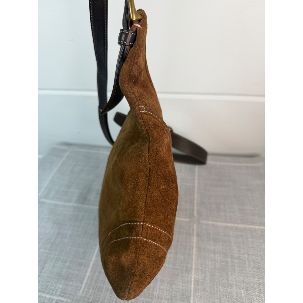 Vintage Coach Suede Brown Crossbody Purse 9506 Y2K Boho Minimalist - Picture 4 of 11